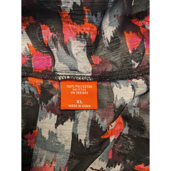 Kirna Zabete Target Top Blouse Black Red Grey XL Sleeveless Tie Neck Metallic - Picture 4 of 6